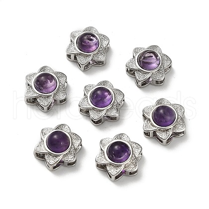 Brass Pave Natural Amethyst Multi-Strand Links KK-D366-01P-H-1