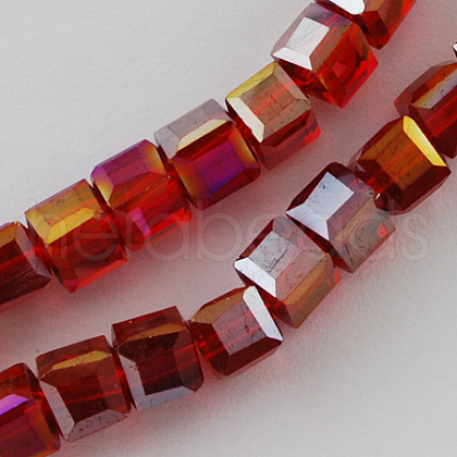 Electroplate Glass Beads Strands EGLA-R030-8x8mm-04-1