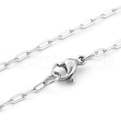 304 Stainless Steel Paperclip Chain Necklace with Lobster Claw Clasps for Men Women NJEW-H205-03P-05-1