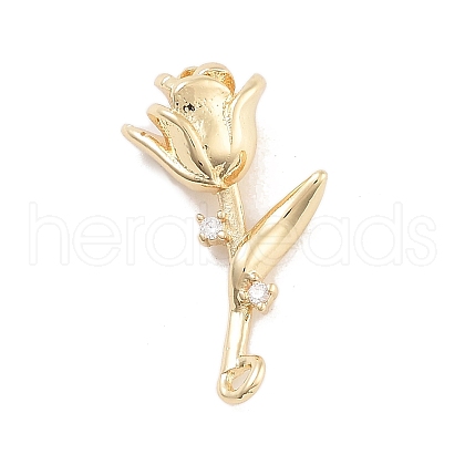 Brass Pave Clear Cubic Zirconia Pendants KK-Z061-12G-1