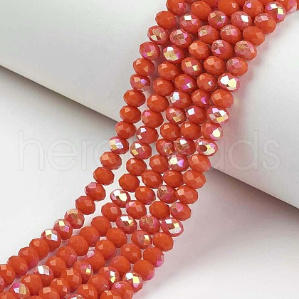 Electroplate Opaque Solid Color Glass Beads Strands EGLA-A034-P10mm-L03-1