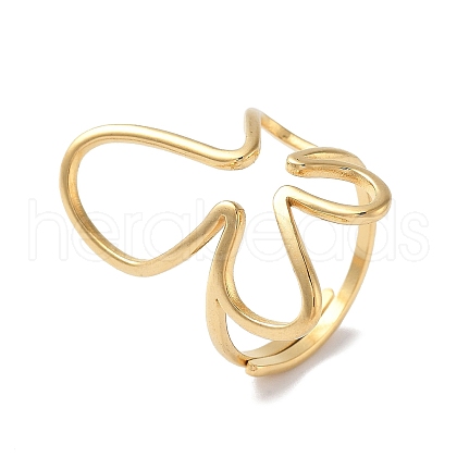 304 Stainless Steel Open Cuff Rings for Women RJEW-M020-07G-02-1