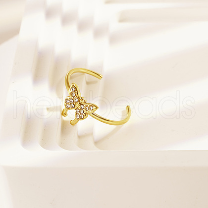Stainless Steel with Rhinestone Adjustable Cuff Rings for Women OG9250-1