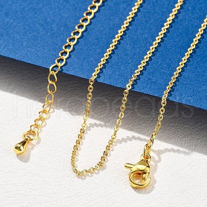 Brass Rolo Chains Necklaces for Women NJEW-D302-45G-1
