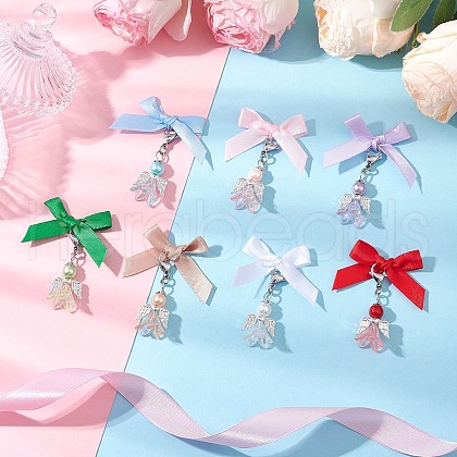 Angel Glass Pearl Beads & Acrylic Pendant Decorations HJEW-JM03184-02-1