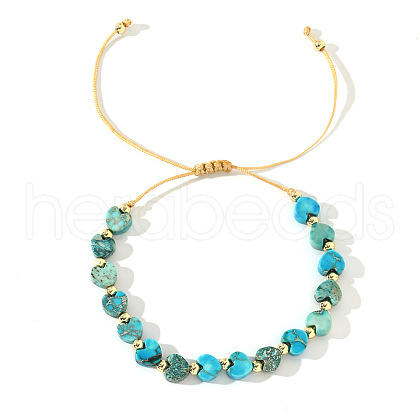 Heart Natural & Dyed Imperial Jasper Braided Bead Bracelets for Men Women QP8530-1-1
