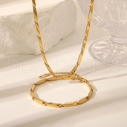 Stainless Steel Link Chain Bracelets & Necklaces Sets for Unisex ED1203-1-1