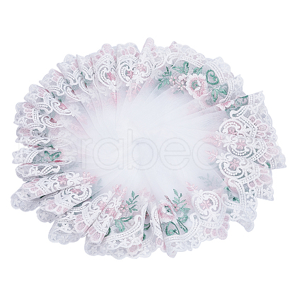 Peony Embroidery Polyester Lace Fabric DIY-WH0308-360A-1