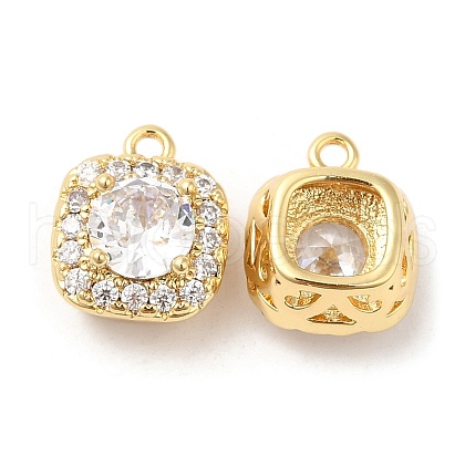 Brass and Clear Cubic Zirconia Pendants ZIRC-Q202-15G-1