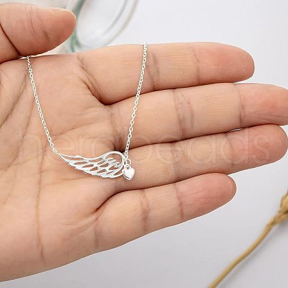 Wing with Heart Brass Pendant Necklaces FS-WGA22CE-01-1