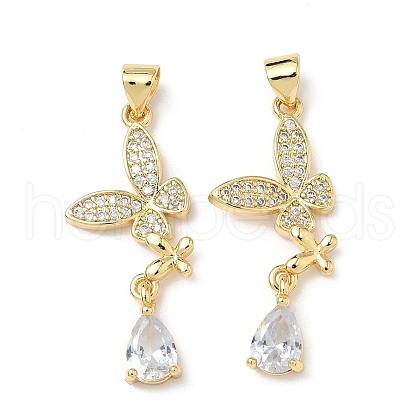 Brass Micro Pave Cubic Zirconia Pendants KK-Q068-07G-1
