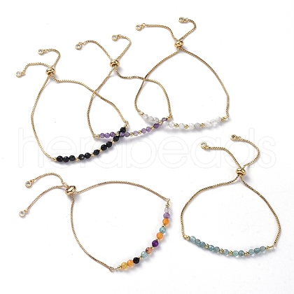 Adjustable Natural Gemstone Slider Bracelets BJEW-JB04929-1