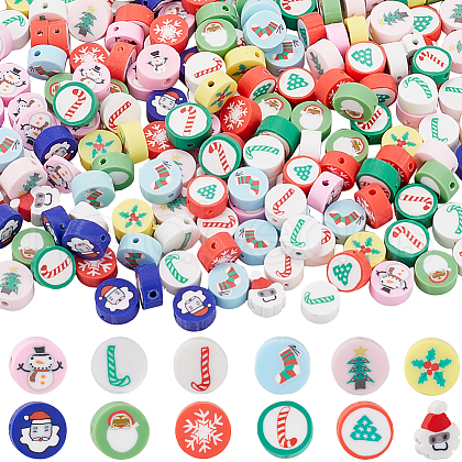 SOFPLATE Christmas Theme 300Pcs Handmade Polymer Clay Beads CLAY-SP0001-01B-1