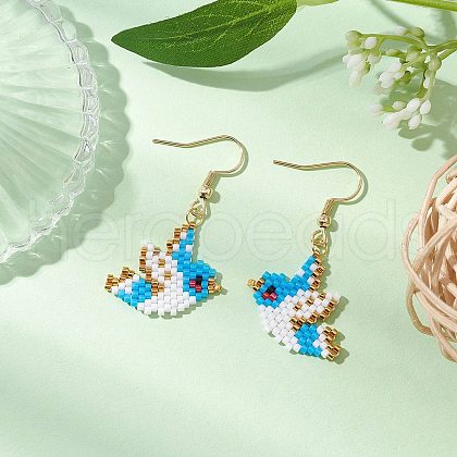 Glass Seed Beads Dnagle Earrings EJEW-MZ00399-1