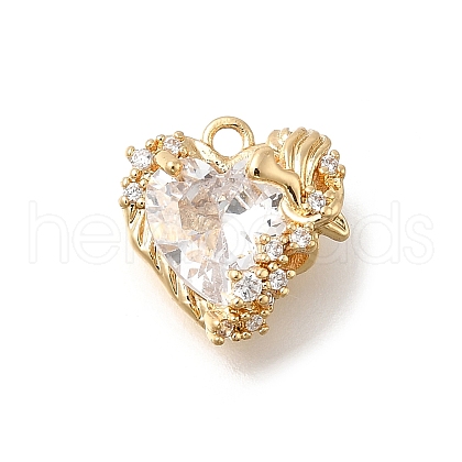 Brass Micro Pave Cubic Zirconia Pendants KK-U061-03G-1