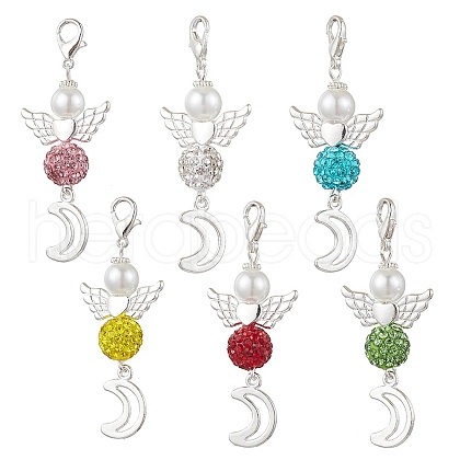 Angel Pave Disco Ball Pendant Decorations HJEW-JM03067-02-1