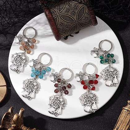 Halloween Tibetan Style Alloy Electroplate Glass Keychains KEYC-JKC01241-1