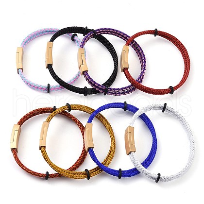 Stainless Steel Twist Rope Bangles BJEW-A009-09G-1