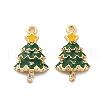 Christmas Theme Brass Micro Pave Cubic Zirconia Pendants KK-L228-30C-G-1