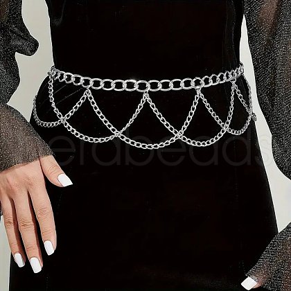 Alloy Twisted Link Chain Tassel Waist Chains for Women WG41EDD-02-1