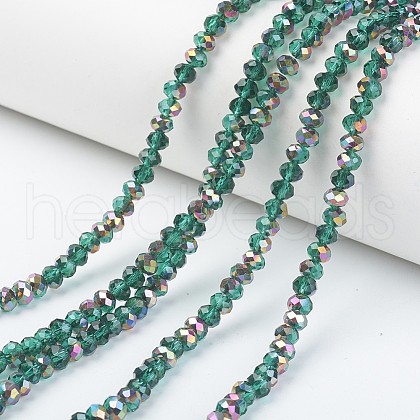 Electroplate Transparent Glass Beads Strands EGLA-A034-T8mm-R18-1