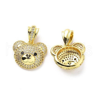 Clear & Black Cubic Zirconia Pendants KK-G446-10G-1