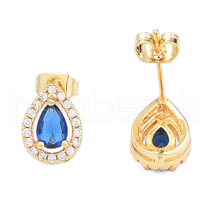 Cubic Zirconia Teardrop Stud Earrings EJEW-N011-61A-1