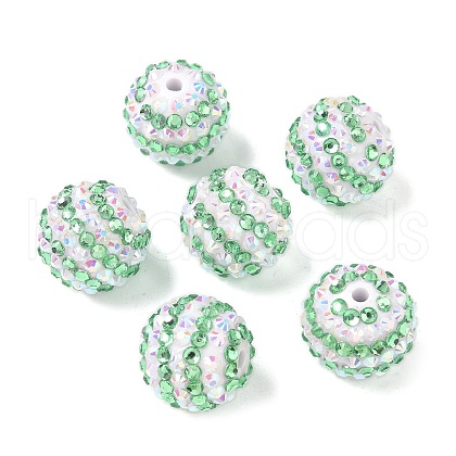 Striped Resin Rhinestone Beads OACR-A037-01I-1