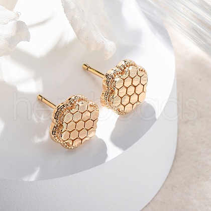 Brass Stud Earrings EJEW-D288-15G-1