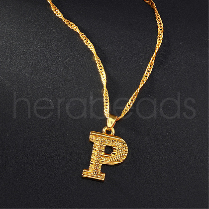 Brass Initial Pendant Necklaces FS-WG68BA5-16-1