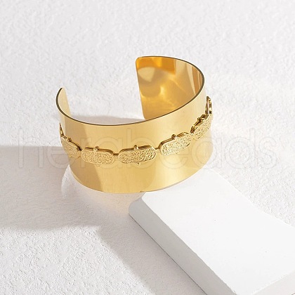304 Stainless Steel Cuff Bangles BJEW-M082-05G-1