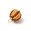Handmade Nylon Wired Glass Beaded Pendants with Glass Pearl Round Bead and 304 Stainless Steel Flat Head Pins PALLOY-MZ00506-3