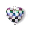UV Plating Opaque Acrylic Iridescent Plaid Heart Connector Charms PALLOY-JF03448-01-3