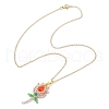 Glass Seed Beaded Flower Pendant Necklaces NJEW-MZ00080-03-4