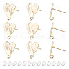 ARRICRAFT 10Pcs Heart Shape Brass Stud Earring Findings KK-AR0004-02-1