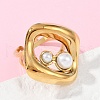 304 Stainless Steel with Plastic Pearl Adjustable Cuff Rings RJEW-Z093-02G-3