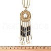 Bohemian 304 Stainless Steel & Imitation Pearl Oval Pendant Necklaces NJEW-Z061-10G-02-5