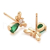 Rack Plating Brass Cubic Zirconia Stud Earrings EJEW-M090-07G-3