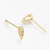 Brass Micro Pave Clear Cubic Zirconia Stud Earring Findings ZIRC-L098-039G-2