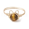 4Pcs 4 Styles Natural Amethyst & Tiger Eye & Rainbow Moonstone & Carnelian Finger Rings Sets RJEW-TA00154-4