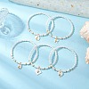 5Pcs 5 Styles Natural Freshwater Shell with Metal Moon Slice Charm Bracelets BJEW-JB11688-2-1