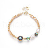 Natural Abalone Shell & Freshwater Pearl & Shell Bead Bracelets BJEW-N031-03G-2