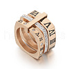 Roman Numerals 304 Stainless Steel & Crystal Rhinestone Finger Rings FS-WGD9A22-33-2