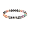 Natural Gemstone & Synthetic Hematite Round Beaded Stretch Bracelet for Women BJEW-JB08305-4