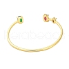 Brass Pave Green & Red Glass Open Cuff Bangles for Women BJEW-M312-07G-3