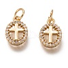 Brass Micro Pave Clear Cubic Zirconia Charms ZIRC-C020-62G-1