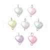 Imitation Pearl Acrylic Heart Connector Charms PALLOY-JF03916-02-1