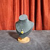Velvet Bust Necklace Display Stands with Wooden Base ODIS-Q041-02A-02-1