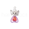 Transparent Acrylic Bead Frames with Tibetan Style Alloy Beads and ABS Plastic Imitation Pearl Round Beads and Pendants PALLOY-JF03725-01-3