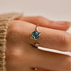 Sterling Silver Cubic Zirconia and Rotating Glass Cuff Rings FS-WG9C688-01-1